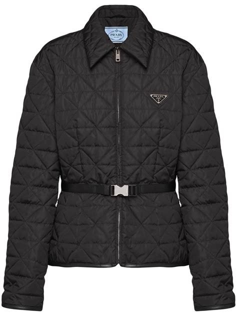 prada belted padded jacket|Prada jacket denim.